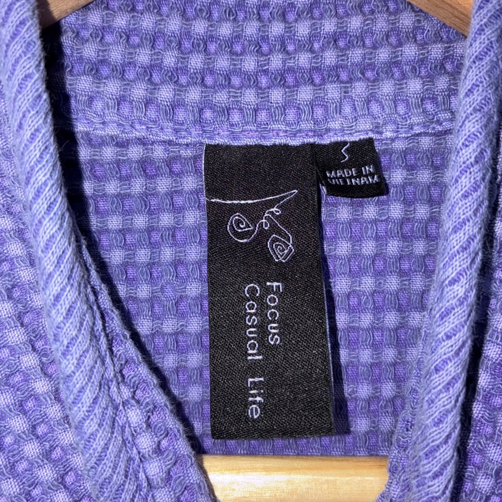 Focus Casual Life‎ Focus Purple Waffle Knit Button Down Vest Preshrunk Size S - Picture 3 of 7